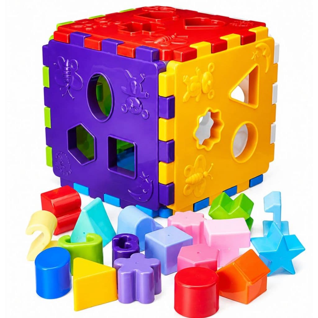 Cubo Educativo Brinquedo Didático Bloco de Montar Peças Encaixe Menino e Menina Kendy