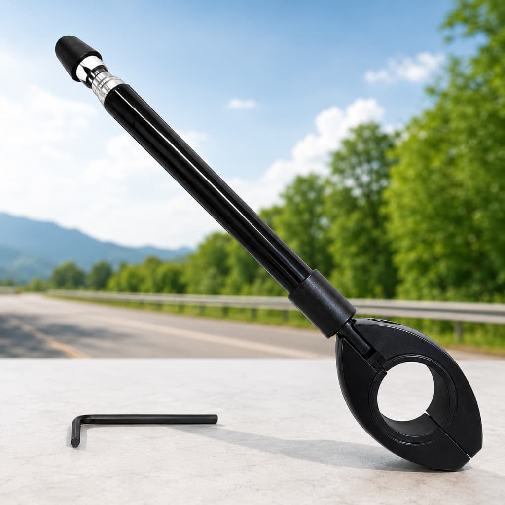 Antena Corta Pipa em Aço Inox Retrátil Anti Cerol para Moto 6 Estágios Fixação no Guidão