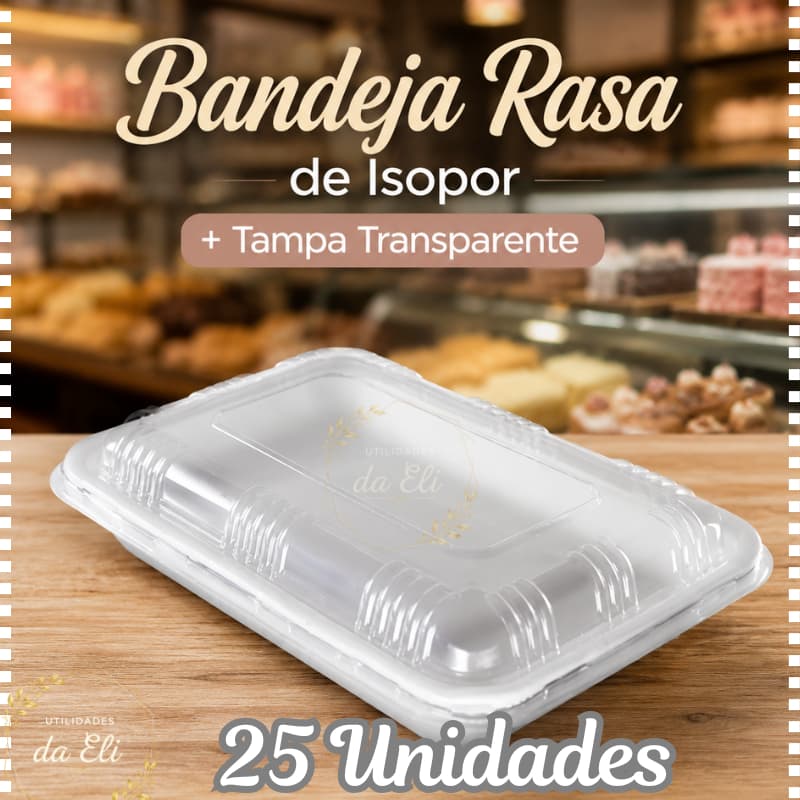 Bandeja de Isopor + Tampa B2 Rasa Para Brigadeiro Salgados Porção Kit 50  25 ou 10 Unidades