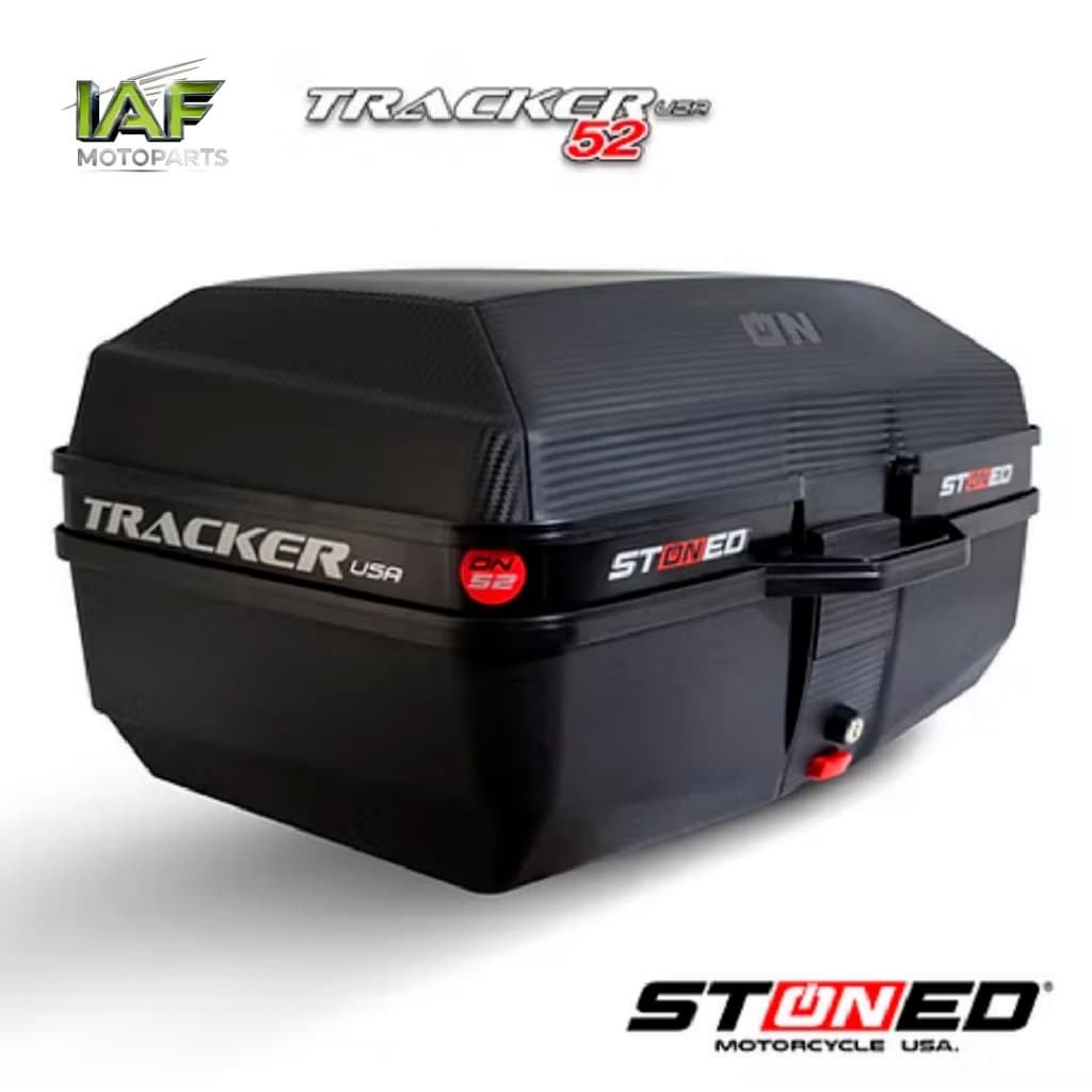 BAULETO BAÚ MOTO 52 OU 35 LITROS STONED TRACKER  + BASE FIXAÇÃO UNIVERSAL TITAN FAN BROS
