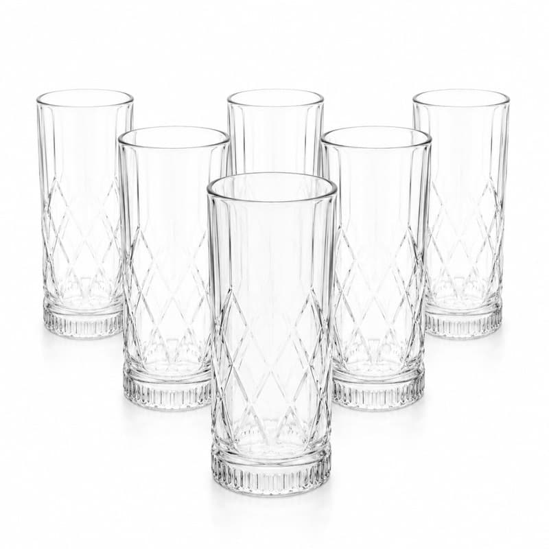 Jogo de Copos de Vidro 6 Peças 300ml Cristal Transparente Copo para Água Suco Refrigerante Premium