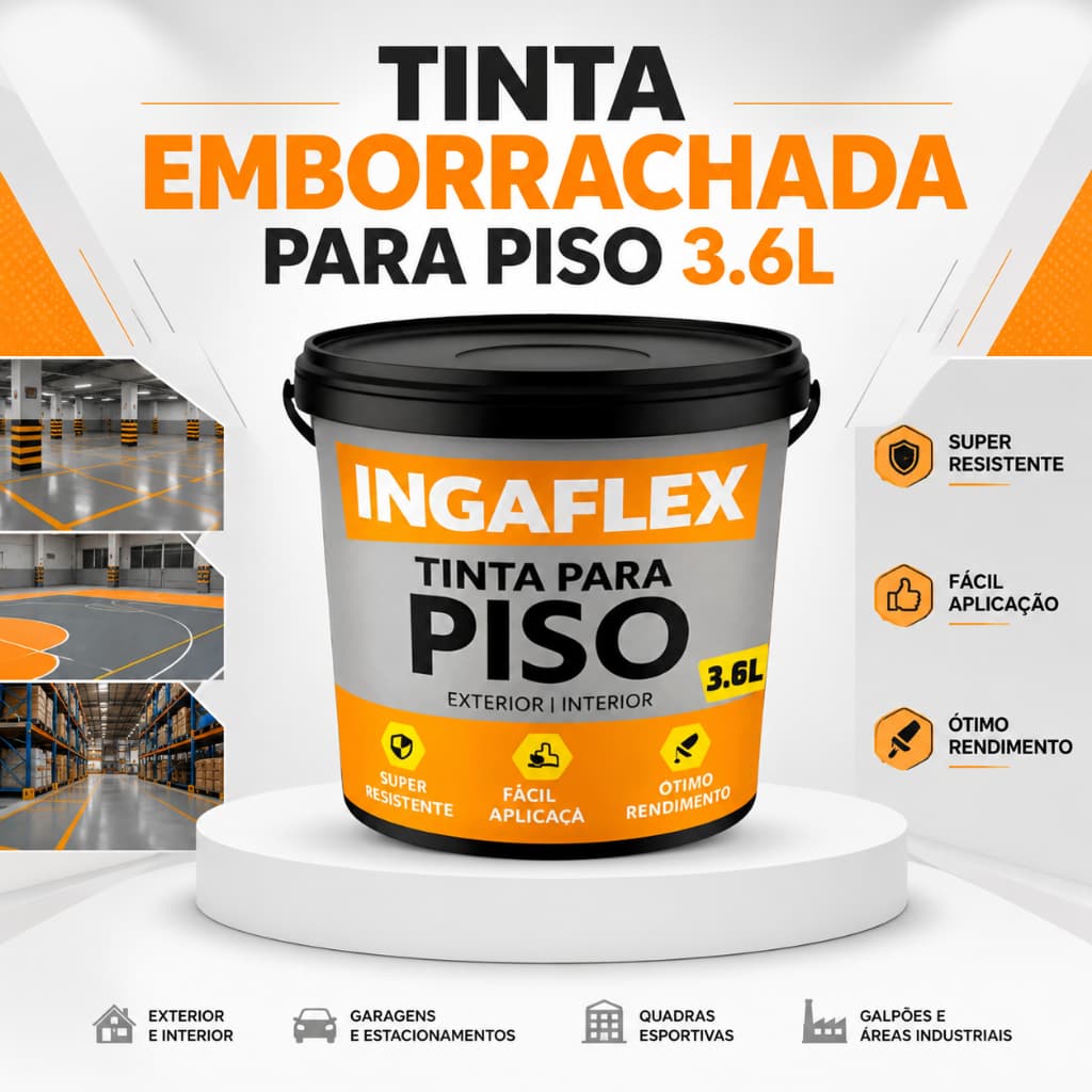 Tinta Acrílica Para Piso Ingaflex 16L Proteção Solar Umidade Garagem Calçadas Tráfego De Veículos