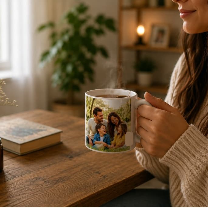 Caneca De Porcelana Personalizada Com A Foto da Sua Familia