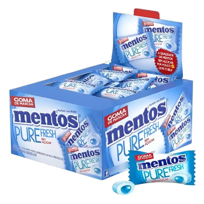 Goma de Mascar Pure Fresh Mentos Com 60 Unidades - Chiclete Sem Açúcar