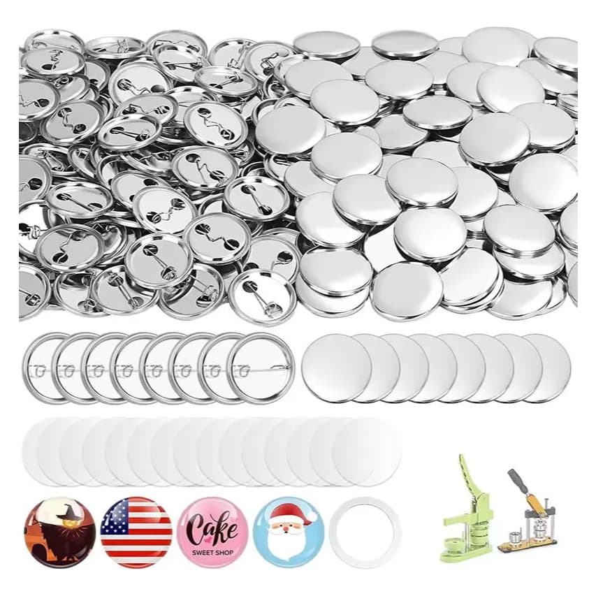 32mm/44mm/58mm Branco Pins E Bottons 100 Kits Para Máquina De Button