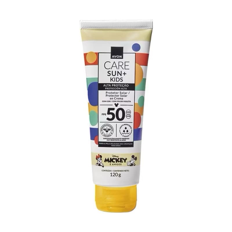 Protetor Solar Infantil Sun Kids com Cor FPS 50 120g Mickey e Amigos