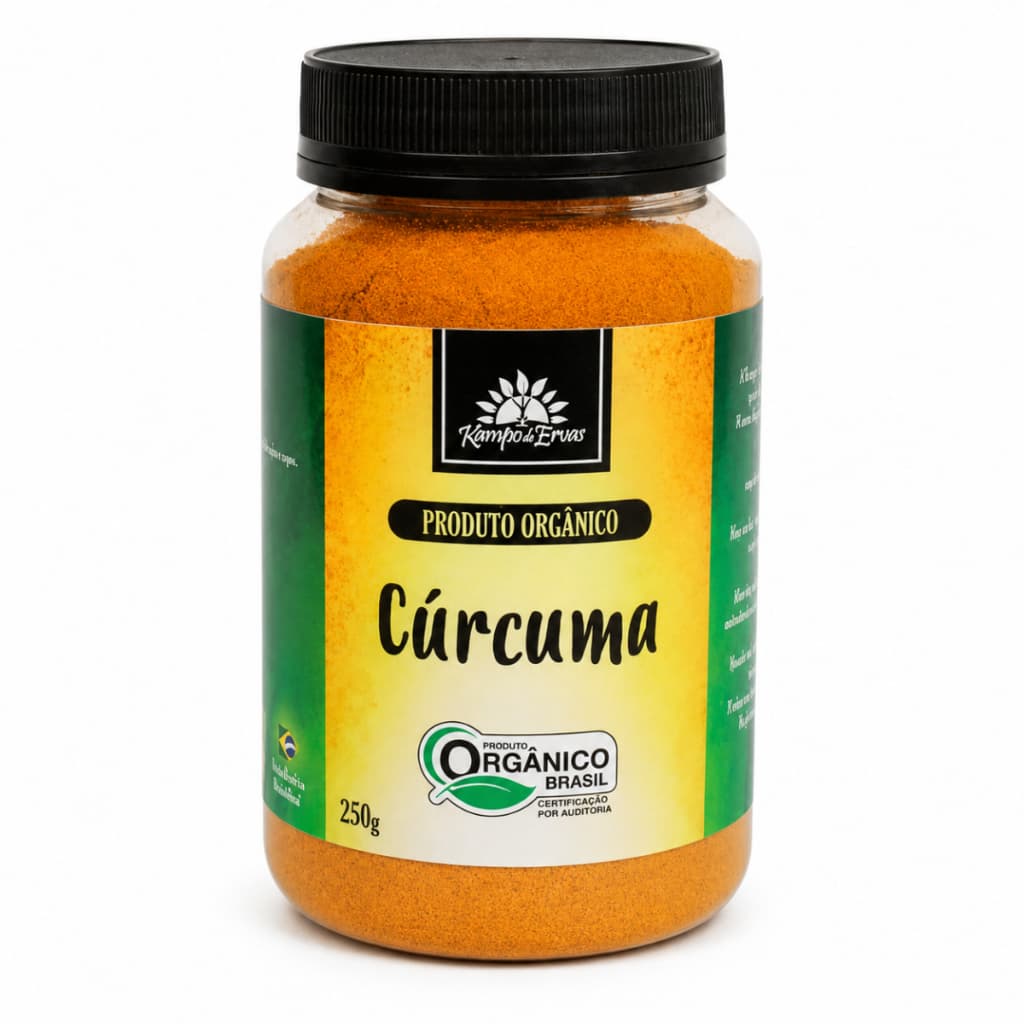 Cúrcuma em Pó Orgânica Certificada 250gr 100% Pura  Kampo De Ervas - Açafrão da Terra Natural Vegano