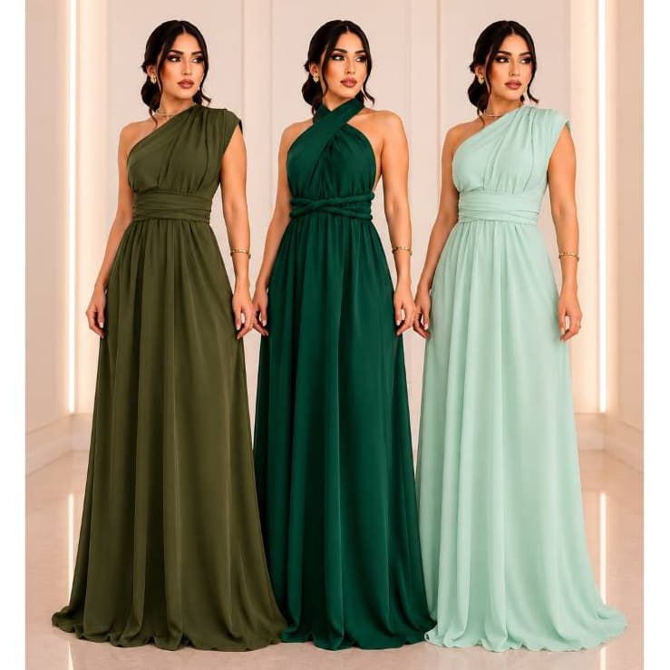 Vestido Feminino Longo Várias Formas Infinity Multiformas Festas Casamento Madrinhas Formatura Verde