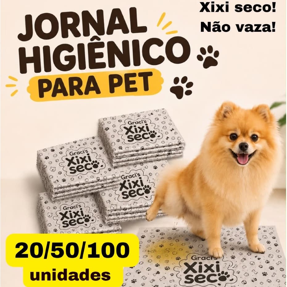 Kit Jornal Pet Higiênico Impermeável 20/50/100 Folhas 60x50 Tapete Cachorro Gato Xixi Seco Não Vaza Antivazamento