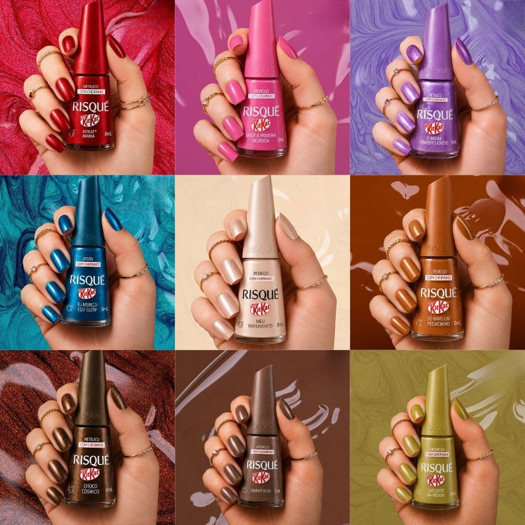 Esmalte Risqué KitKat Nova Coleção Com Cheirinho de Chocolate Esmalte Atacado Cremosos Métalico