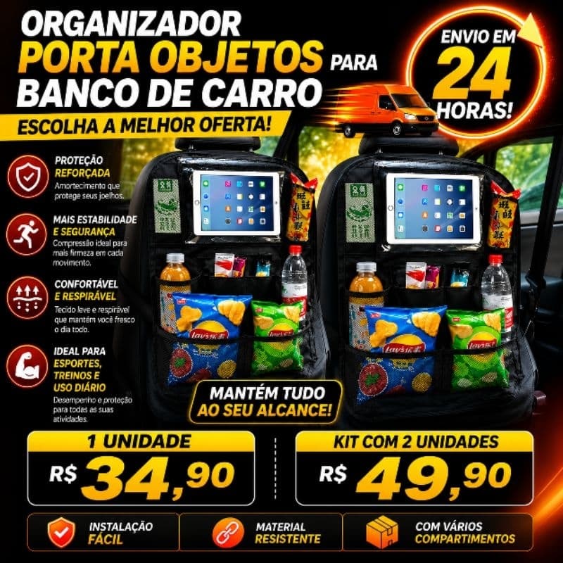 Organizador De Carro Bolsa De Armazenamento Encosto De Banco Impermeável Suporte Tablet