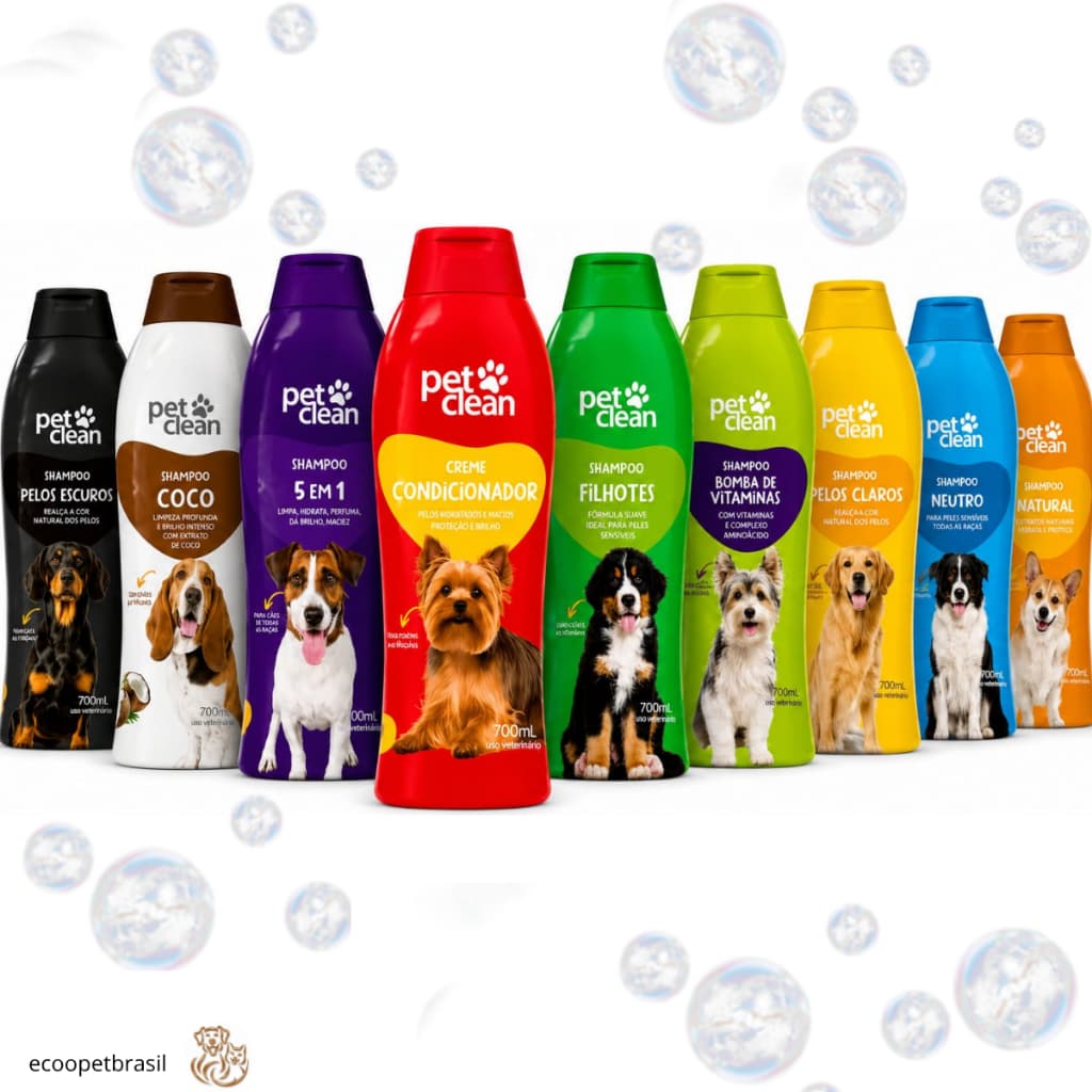 Shampoo e Condicionador Pet Clean Ph Neutro 700ml Para Cães Cachorros e Gatos Pet Shop Banho e Tosa