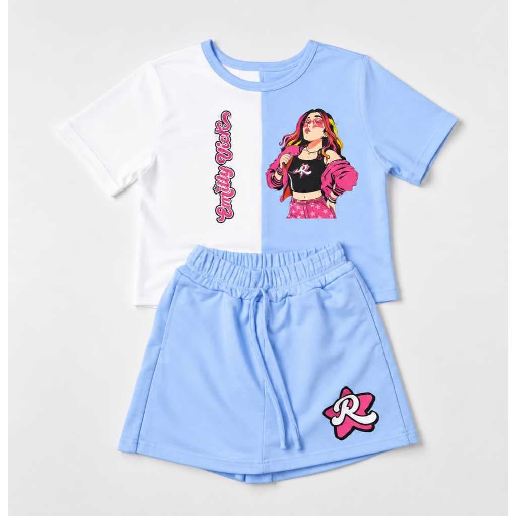 CONJUNTO INFANTIL MENINA  EMELY VICK BLUSA +SHOR SAI