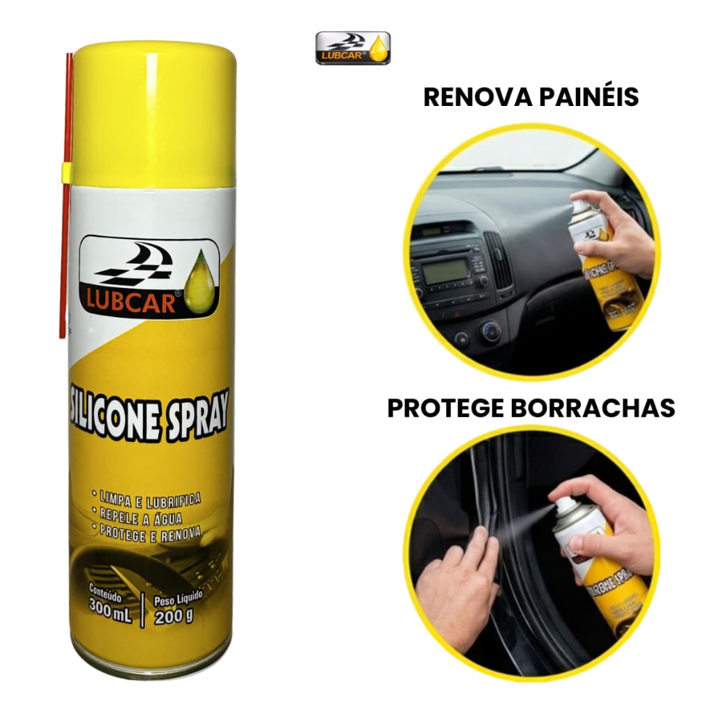 Silicone Spray Automotivo 300ml – Brilho e Proteção para Painel, Borrachas e Plásticos do Carro