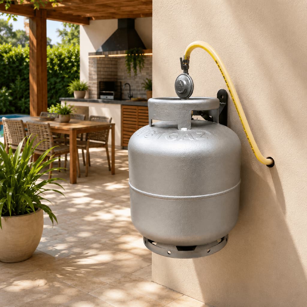 Suporte Para Botijão De Parede Com Espaço Para Cadeado Resistente Suporta Até 30 Kg Envio Imediato