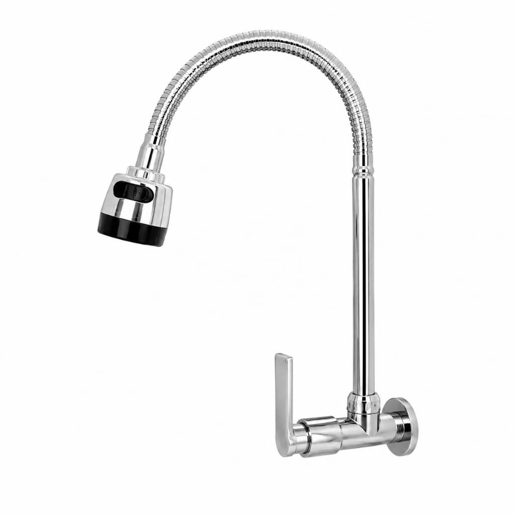 Torneira Gourmet de Parede para Cozinha Flexível 360° com Ducha Aerador Inox