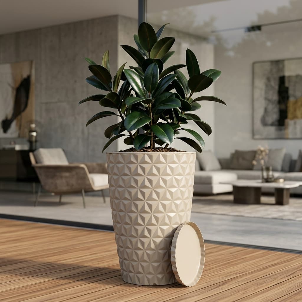 Vaso Decorativo para Planta Grande Coluna Diamante n4 em Polietileno 59cm