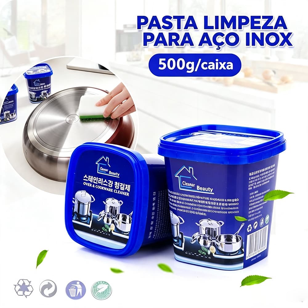 Pasta Limpadora Inox Remove Gordura, Crosta Preta e Ferrugem Para Panelas de Cozinha Doméstica E3