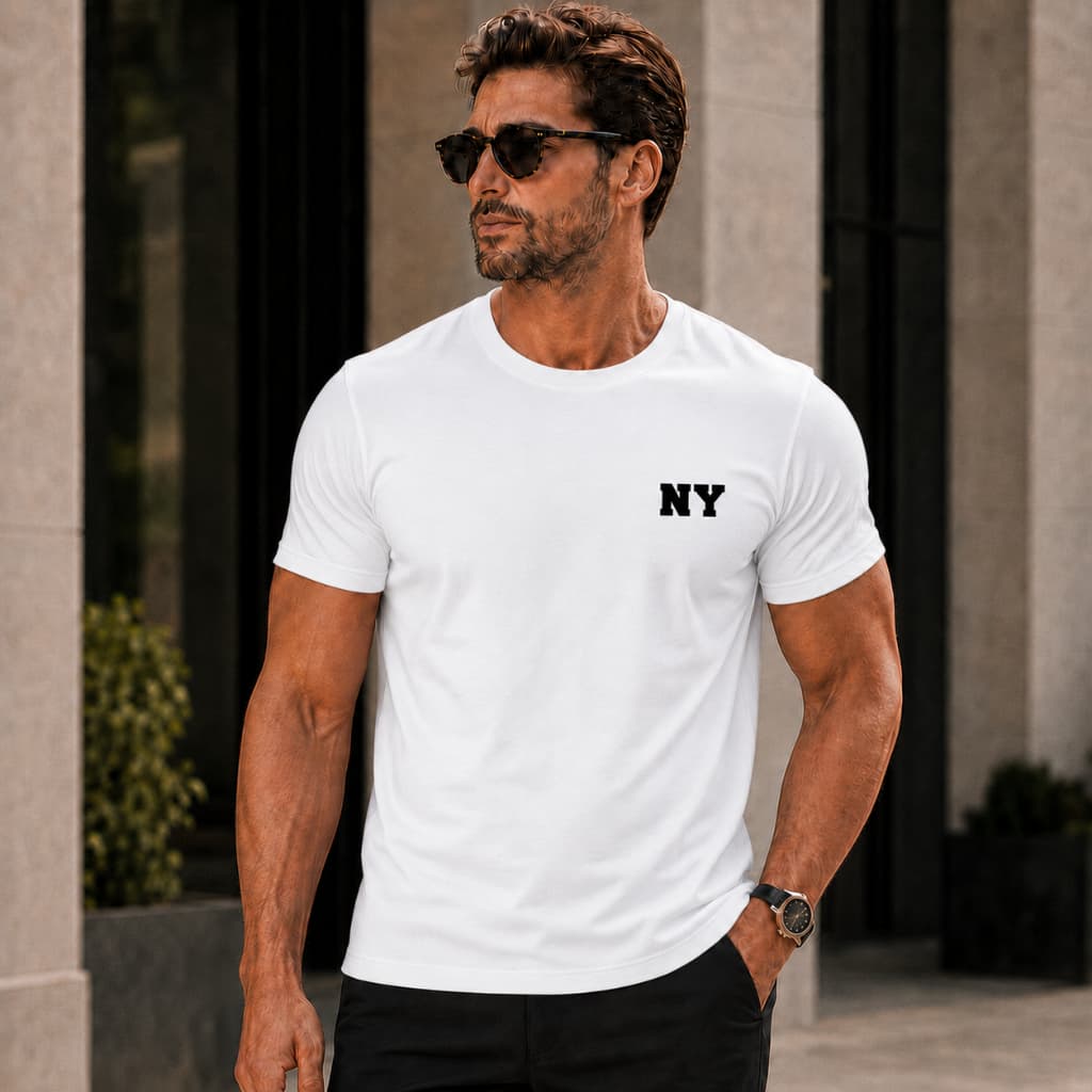 Camiseta Masculina Básica NY Camisa Masculina Básica NY Elegante