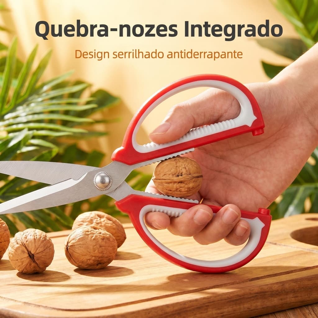 Tesoura De Cozinha Funcional Quebra Nozes Profissional