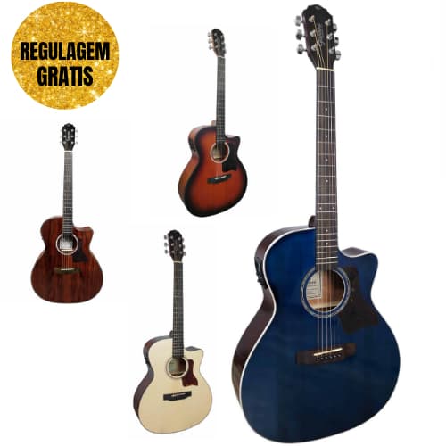 Violão Aço Eletroacústico Giannini Performance Plus GAC Plus CEQ REGULADO PELO LUTHIER COM CAPA