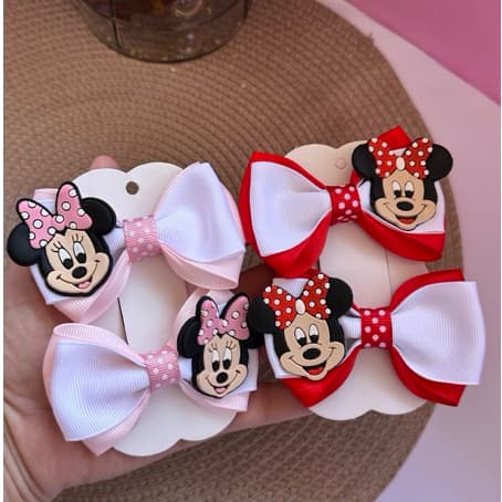Par de Laços Minnie Infantil Kit 2 Laços Minnie para Menina Laço de Cabelo Infantil Temático