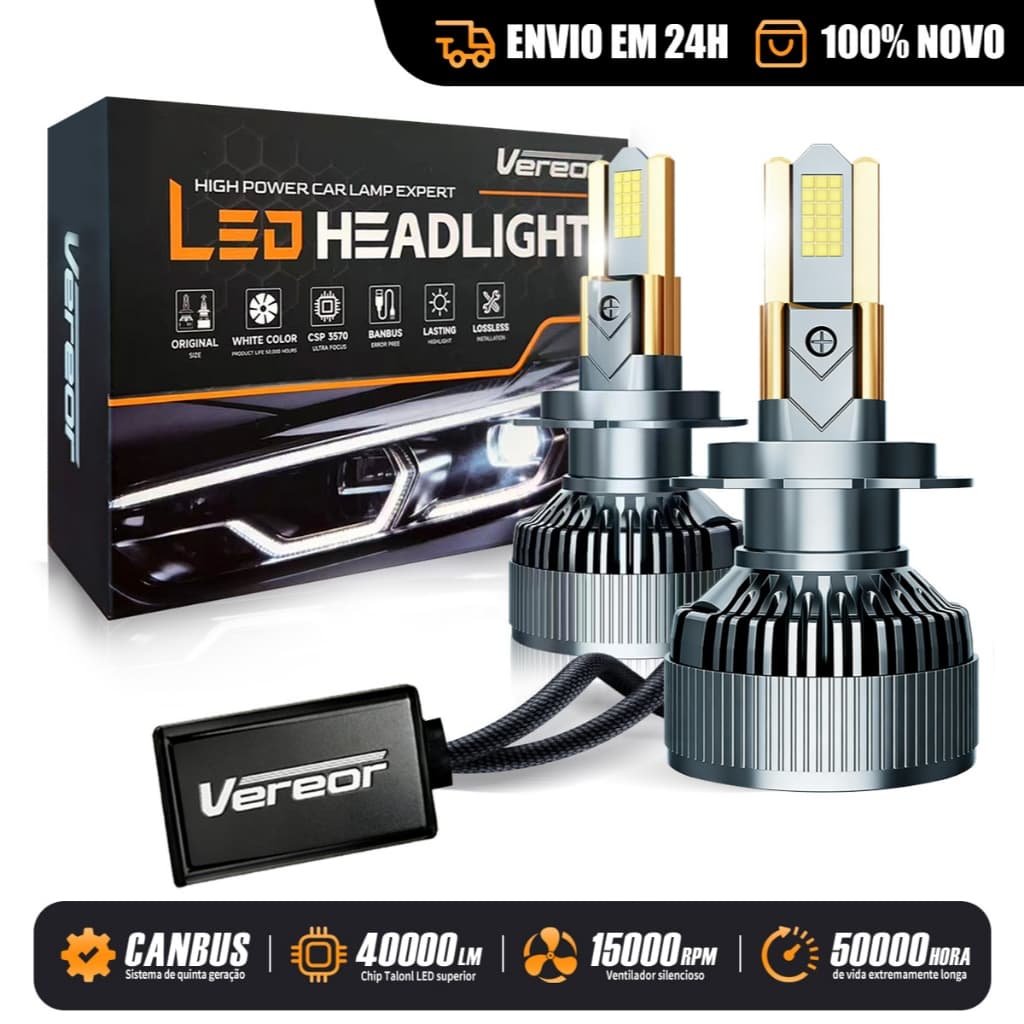 Par Lâmpada LED M60 300W 40000LM Super Branca 12V/24V para Carro e Caminhão H1 H3 H4 H7 H11 9005/HB3 9006/HB4
