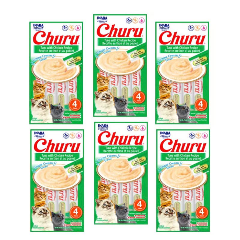 Petisco para Gatos Churu INABA 6 Cartelas totalizando 24 Tubos 14 g