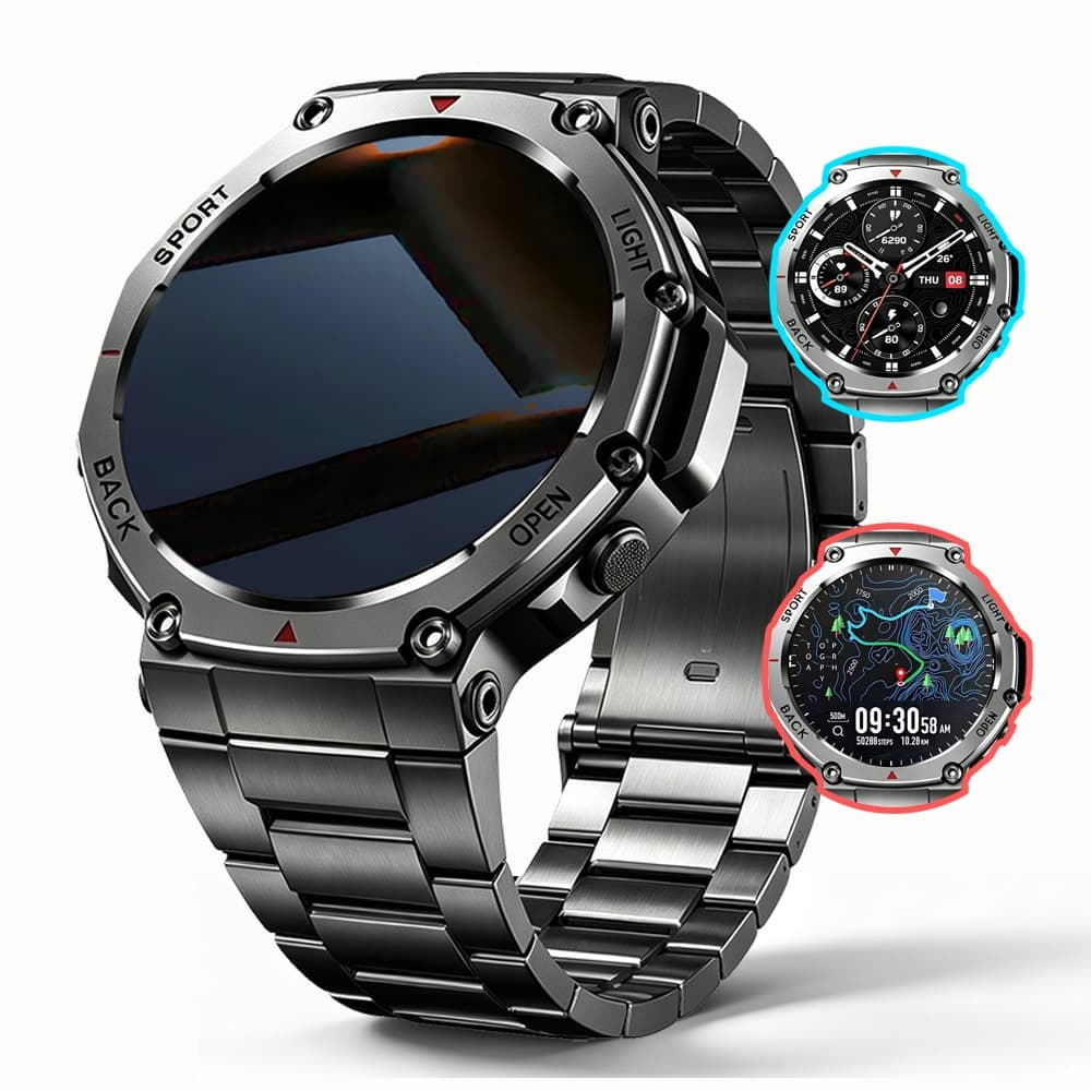 Relógio Inteligente T-Rex 3 Militar, Resistente à Água 5ATM, Chamadas, Esporte Externo Masculino Android IOS