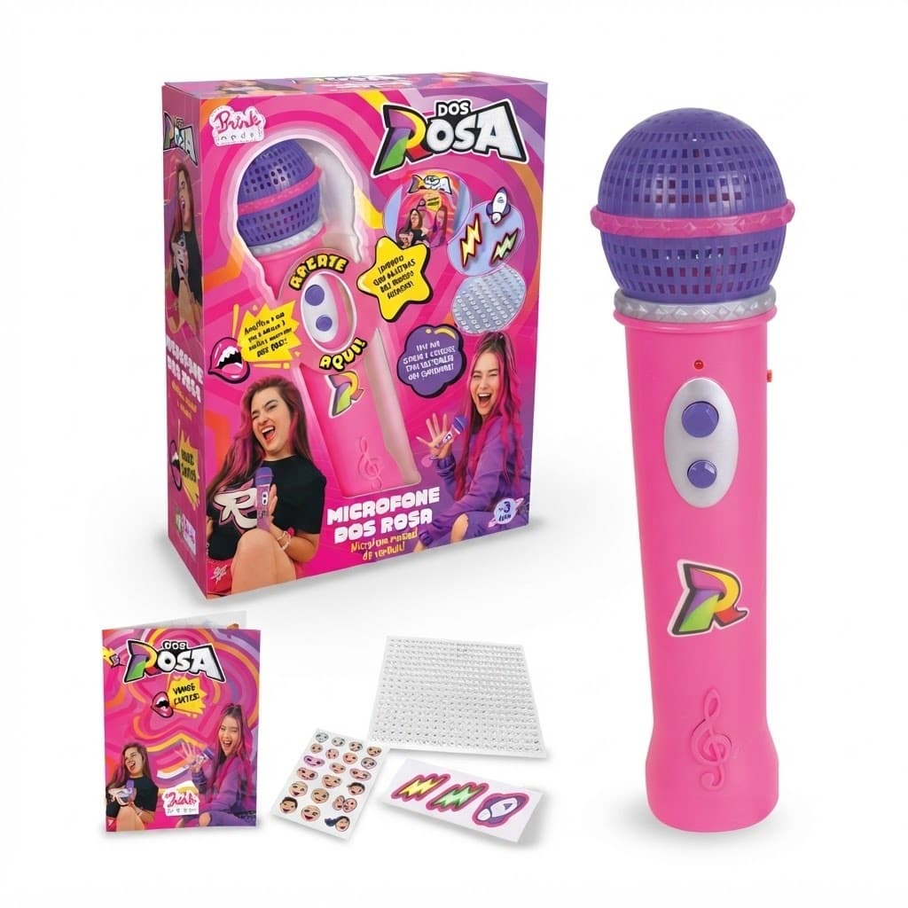 Microfone Musical Dos Rosa Oficial Emilly Vick e Katlen Rosa Brinquedo Infantil Original
