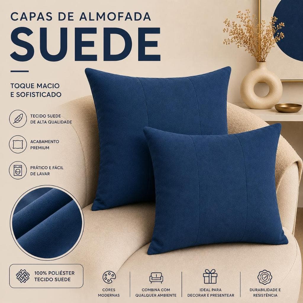 Kit 2 Capas Almofada Com Recorte 45x45cm Suéde Premium | Monte Seu Kit Personalizado