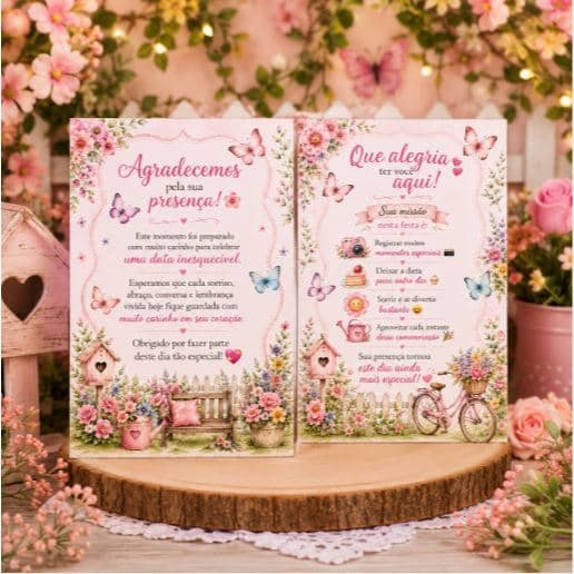Plaquinhas de mesa JARDIM ENCANTADO - Centro de mesa Lembrancinha de festa infantil