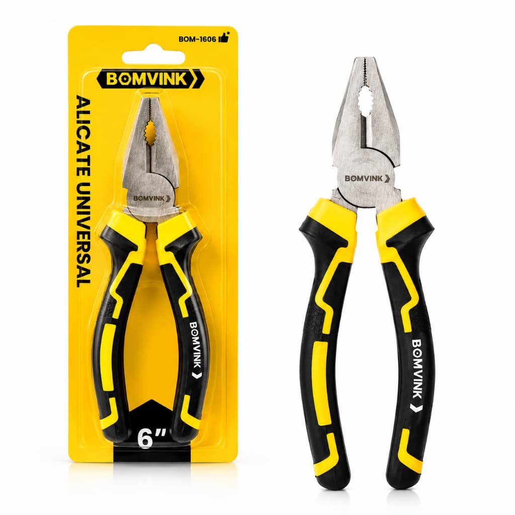 Alicate Universal 6 Polegadas BomVink BOM-1606 Aço Carbono Cabo Ergonômico Profissional
