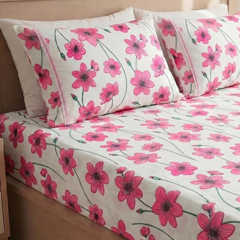 Jogo de Lençol Malha Cama 3 Peças 100% Algodão com Elástico Estampado Liso Solteiro Casal Queen King
