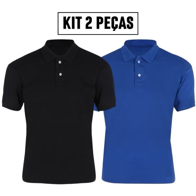 Kit 2 Camiseta Casual Polo Masculina Tecido Respirável Camiseta Básica Varias cores malha Piquet Original Dia Dos Pais