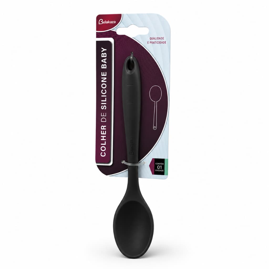 Colher De Silicone Baby Preta Belakasa