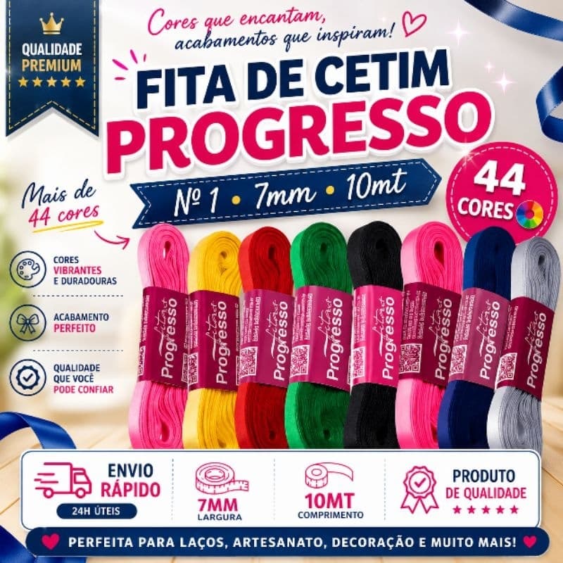 Fita de Cetim Progresso nº1 7mm 10-metros