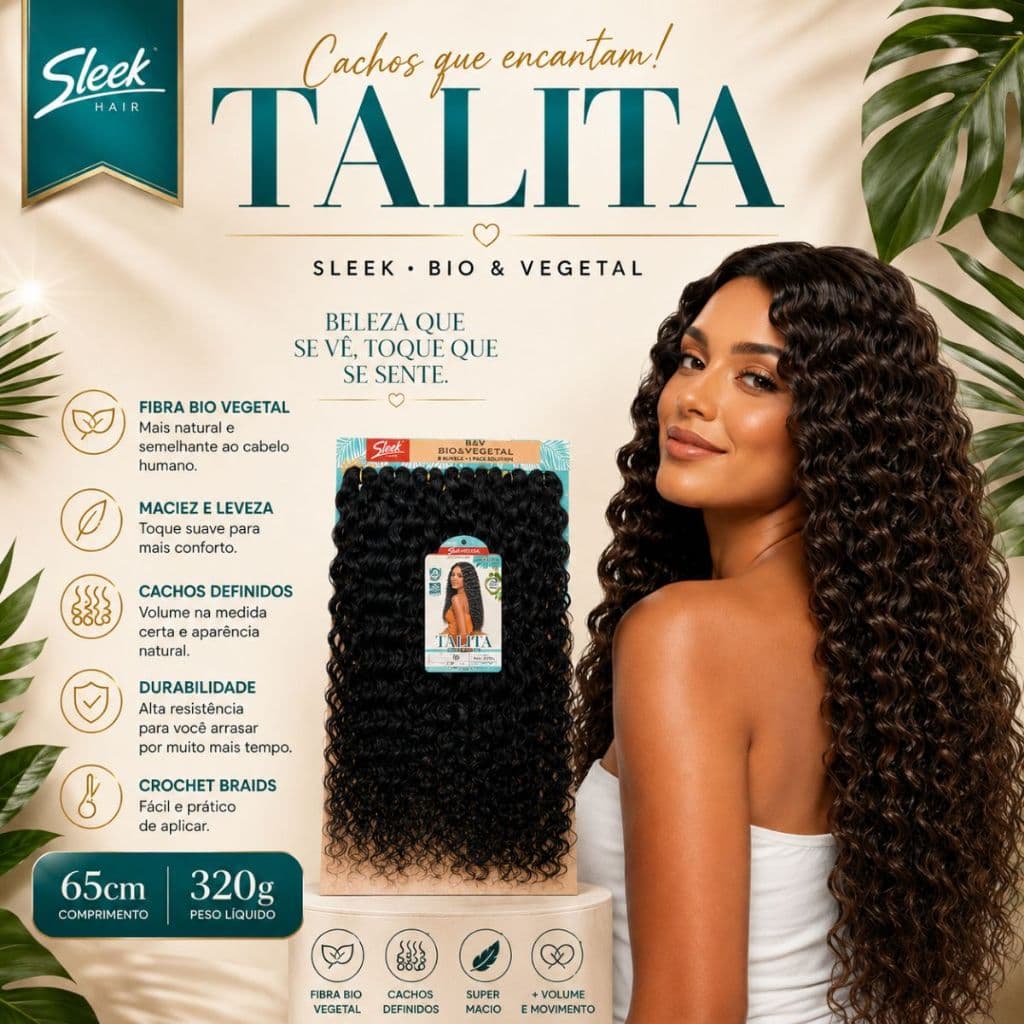 Cabelo Bio Vegetal Cacheado Talita Crochet Braids 320g 65cm