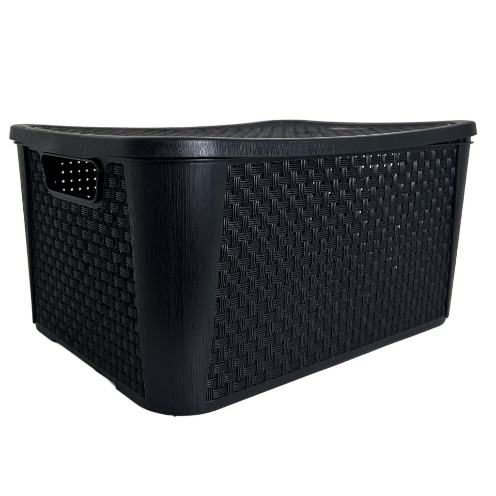 Caixa Organizadora Rattan 17 leve 19x28x38cm Preta - 1 Unidade Ou Kit Com 2 | Para Armário e  Closet