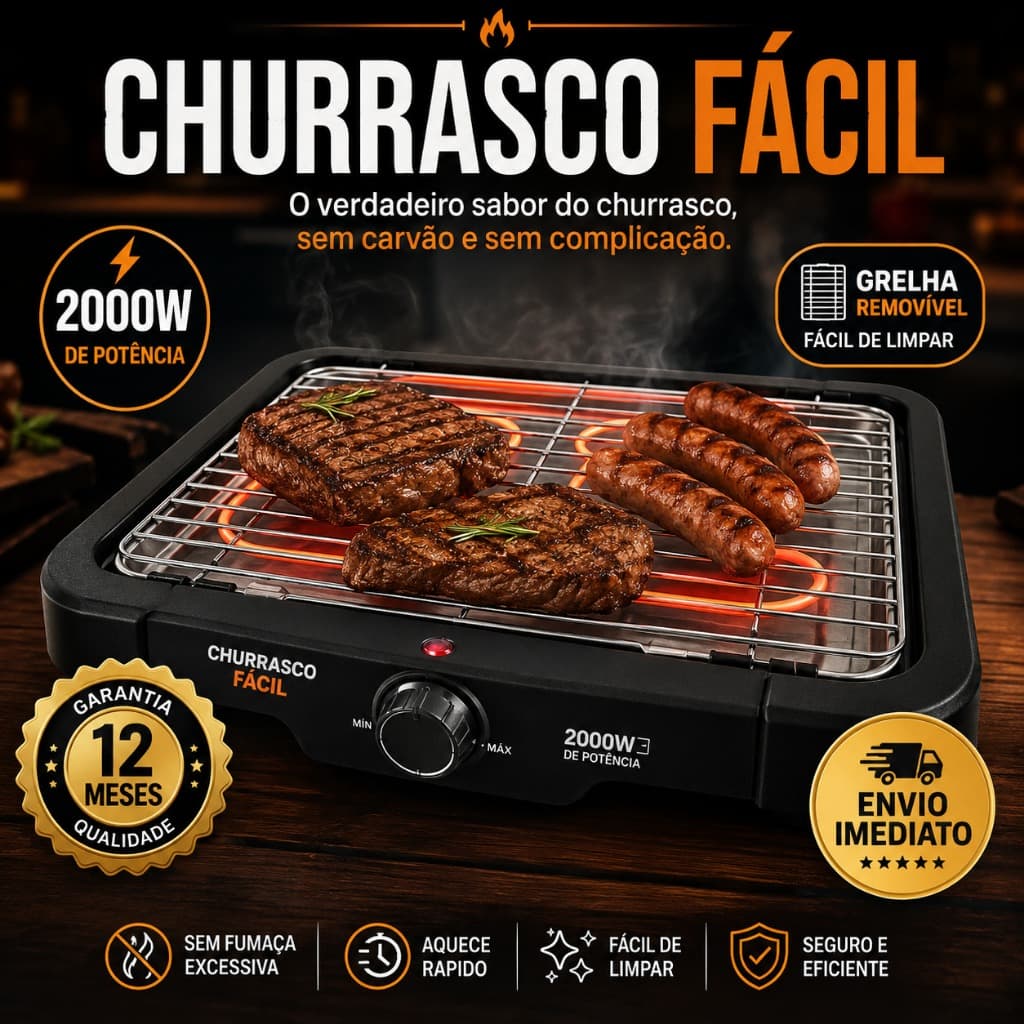 🔥 Churrasqueira Elétrica Grill Premium 127V Antiaderente Promoção Churrasco em Casa Sem Fumaça Envio Imediato 🚀
