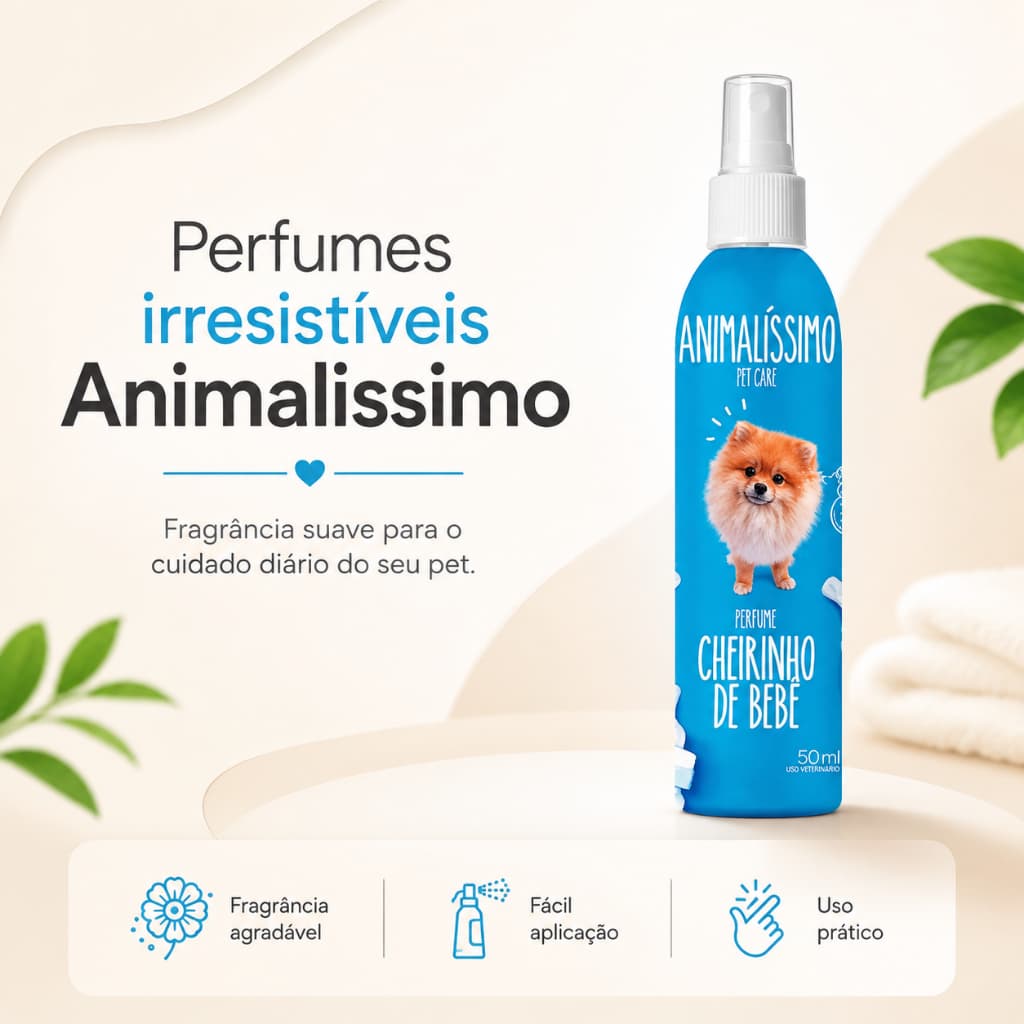 Perfume Colonia Animalissimo Para Cães e Gatos Pet Fragrancias irresistiveis 50ml