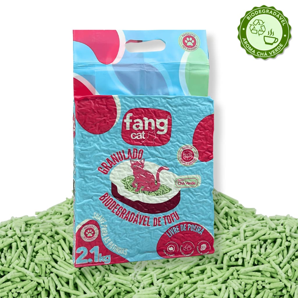 Areia Para Gato Biodegradável Tofu 2,1 a 6,3kg Não Deixa Rastros Areia de Gatos Aroma Chá Verde