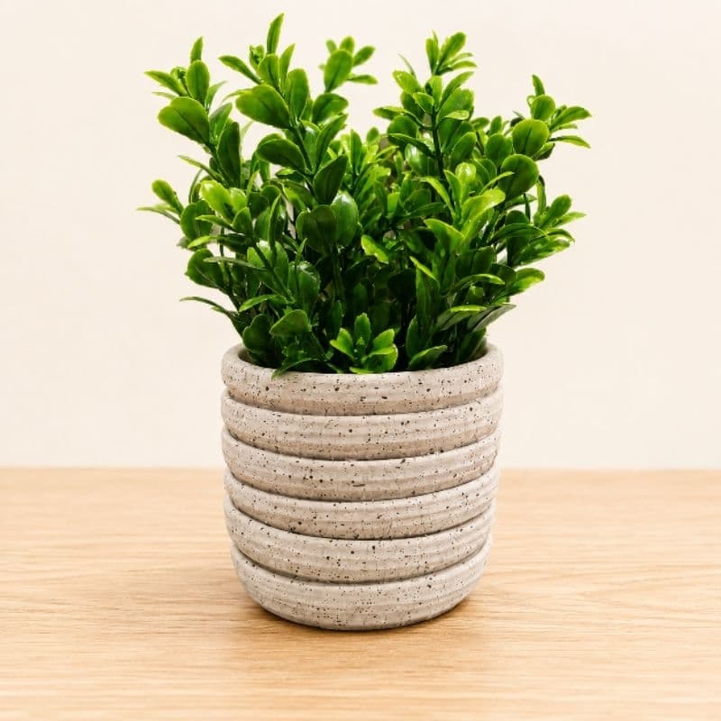 Vaso Cachepot de Cerâmica com Planta Artificial Mesa Sala Quarto Escritório Decoração Moderna