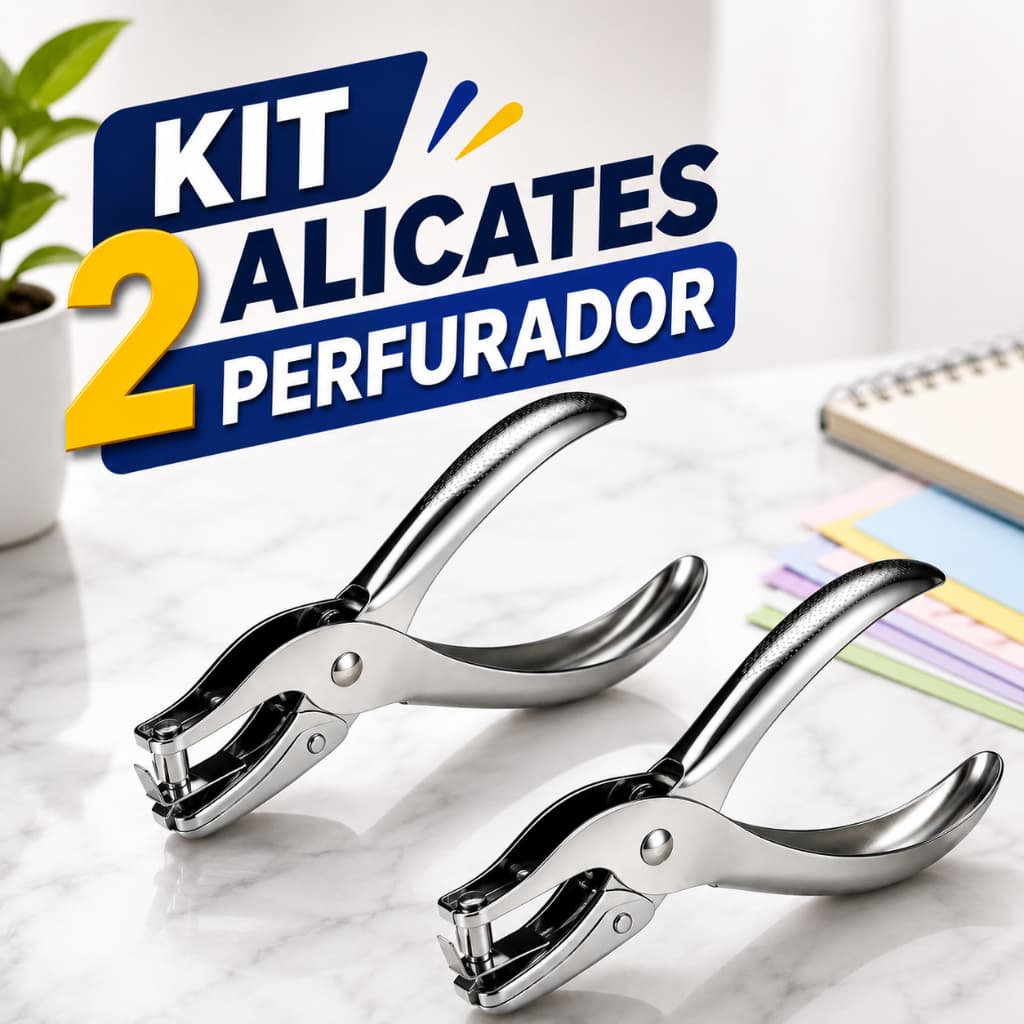 Kit 2 Alicates Furador de Papel Metal Furo Redondo Manual Cartolina EVA Etiquetas Artesanato Escola Scrapbook Resistente