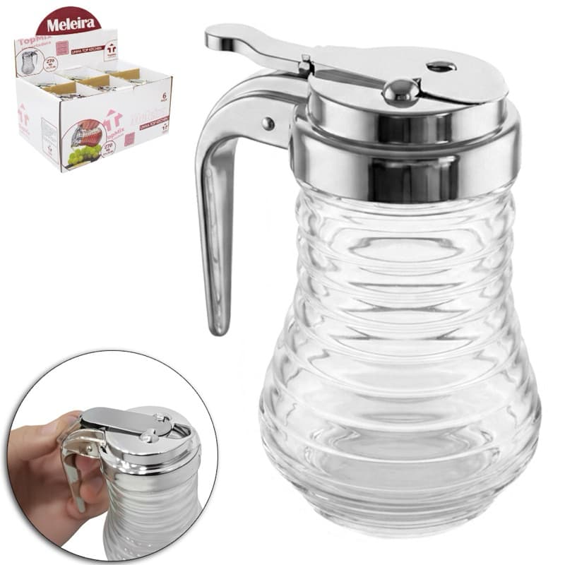 Meleira de Vidro com Dosador Transparente Lyor 250ml