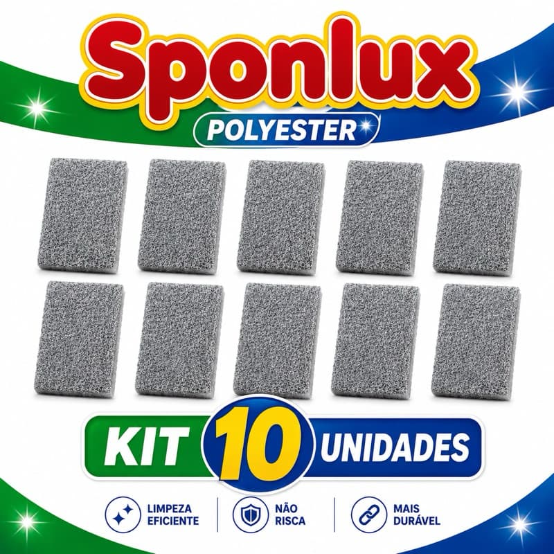 Kit 10 Esponjas Poliéster Sponlux Multiuso Não risca lavar louça panelas pratos copos banheiro Sem Riscar