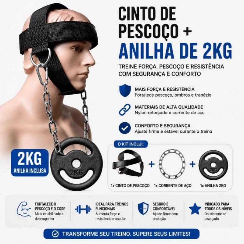 Cinto De Fortalecimento do Pescoço + Anilha 2kg ferro
