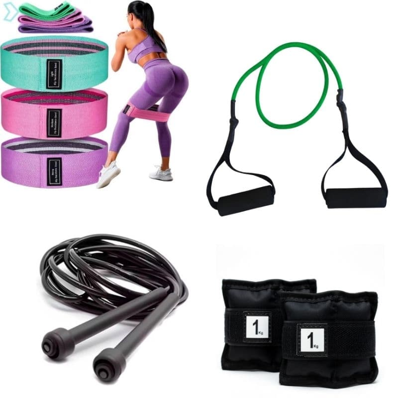 Elástico Fitness Elástico 3 hip Band , Corda de Pular + Tornozeleira de 1kg Par