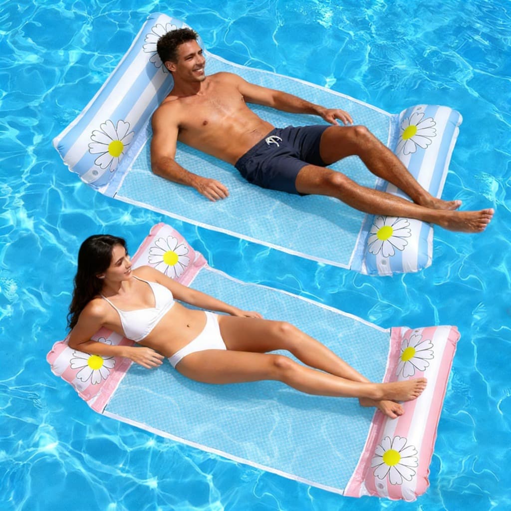 Bóia de Piscina Rede Flutuante Inflável Colchão Reclinável Para Praia
