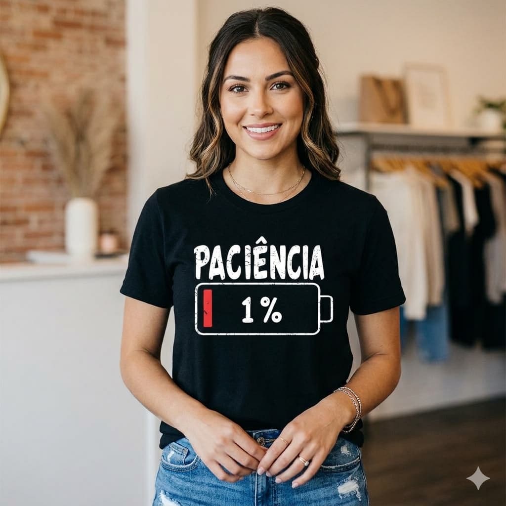 Camisa Feminina Masculina Estampa Paciência 1%